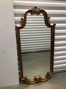 lot 70 image: Vintage Gold Painted Wood Ornate Frame Mirror Measuring 41 X 20