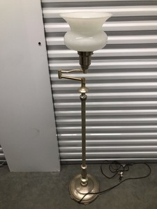lot 63 image: Vintage Colonial Premier Call Chicago A Certified Lamp, Solid Metal With Milk, Glass Shade Measuring 56 High