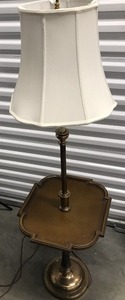 lot 68 image: Wood And Brass Side Table Lamp, Measuring 56 Tall