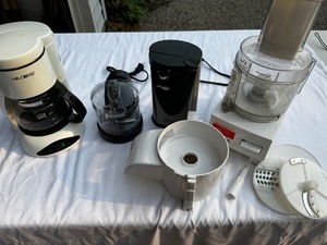 lot 146 image: Vintage Cuisinart Food Processor, Can Opener, Mini Food Chopper, and Mr Coffee Coffee Maker