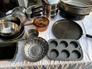 lot 166 image: Variety of Cookware and Baking Dishes as Seen in Photo