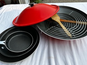 lot 175 image: Vintage Wok and Three Fry Pans