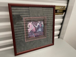 lot 156 image: Framed Painting Of Two Women In Dresses Measuring 15 X 15