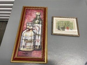 lot 163 image: Two Framed Pieces Of Kitchen Artwork. One Measuring 22 12 Tall By 11 Wide The Other Measuring 10 Wide By 8 Tall.