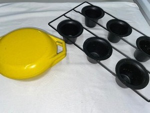 lot 139 image: Vintage Copco D1 Denmark Yellow Enamel Dutch Oven and Popover Pan