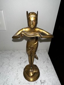 lot 41 image: Vintage Solid Brass Statuette FairyNymph Art Deco MCM Antique 11.5 Tall