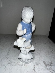 lot 42 image: Gerold Porzellan Vintage German Porcelain Figurine of Boy with Birdbath
