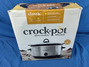 lot 137 image: Crock-Pot 7 Quart Oval Manual Slow Cooker, Stainless Steel