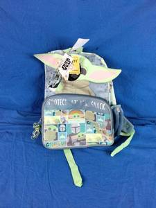 lot 147 image: New RALME Star Wars Mandalorian Baby Yoda Backpack with Lunch Box Set for Boys and Girls, Value Bundle