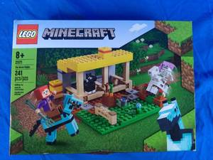 lot 235 image: New  Roll over image to zoom in LEGO Minecraft ding Kit Fun Minecraft Farm Toy for Kids, Featuring a Skeleton Horseman