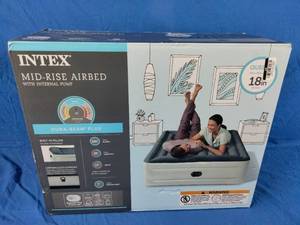 lot 228 image: New Intex Mid Rise 18 Air Mattress with Internal USB Pump - Queen Size