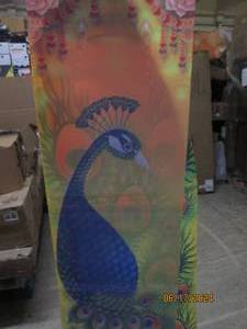 lot 21 image: 2 peacock outdoor hanging flags...