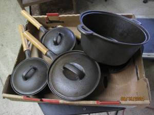 lot 113 image: lot of cast iron pans...
