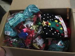 lot 186 image: box of bowx and led scarfs...