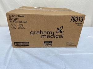 MSRP $150  1 Case (10 each) NEW Graham Medical 78313 36 x 60 Non-Woven Comfort Blanket - Green -Can be used in warming cabinets