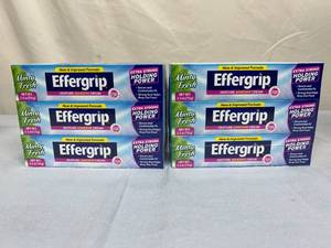 Lot of 6 NEW Efferdent 2.5 oz. Effergrip Denture Extra Strong Holding Power Adhesive Cream - Minty Fresh