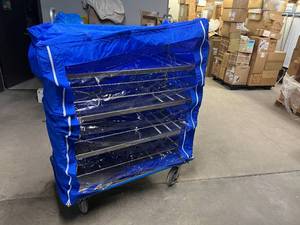 MSRP $300 Lot of 2 NEW Logiquip&nbspWire Shelving Cart Covers With Clear Plastic Viewing Area Of Front - Blue