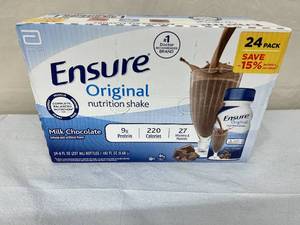 1 Case (24 each) NEW Abbott 8 fl. oz. Ensure Original Complete Balanced Nutrition Shake - Chocolate Flavor - Expiration 125