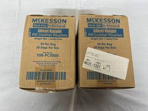 MSRP $150  2 Cases (1000 each per case) McKesson 108-PC1000 50-Pack Silent Knight Medi-Pak Performance Latex-Free Single-Use Pill Crusher Pouches&nbsp