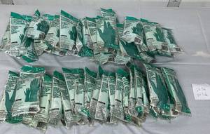 Lot of 50 NEW Mixed Size Cordova Safety Products Nitrile Latex-Free Anti-Slip Grip Cleaning Stripping Refinishing Long Cuff Gloves