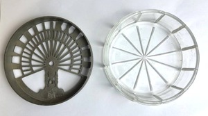 lot 11 image: Rare Vintage Hickok 4 Diameter Vanity Powder Jar MY FACE MARKS THE SUNNY HOURS
