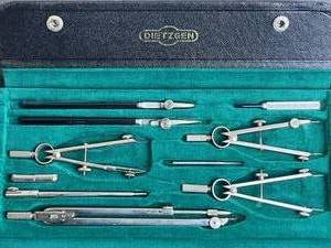 lot 33 image: Vintage Dietzgen 1095J Special DrawingDrafting Instrument Set (Germany U.S. Zone) in Very Nice Condition