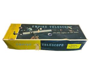 lot 39 image: Vintage Empire Model 614 Galaxy Telescope 254 Power with Original Box and Tripod (Not Sure if Complete)