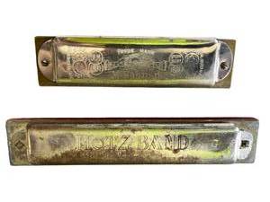 lot 73 image: Antique M. Horner Harmonica Marine Band No. 1896 (Works) & FR Hotz (Paris, France) Harmonica (Not Working)