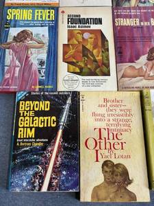 lot 102 image: Vintage Fiction & Sci-Fi Soft Cover Book Lot including A Swell Looking Girl, The Off-Islanders, Beyond the Galactic Rim, and More