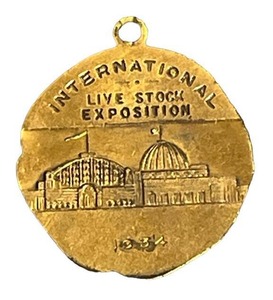 lot 103 image: 1934 International Livestock Judging Contest Watch Fob Medallion in Good Condition