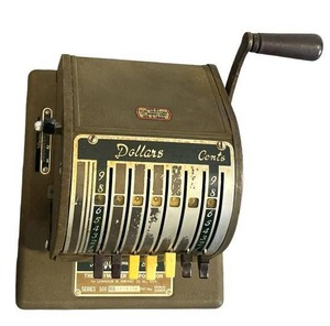 lot 124 image: Vintage Paymaster Series 500 Check Writer 7-Column Stamper Machine