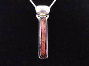 .925 Sterling Silver Purple Dichroic Glass Pendant Necklace