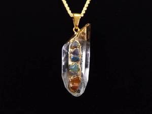 NEW .925 Sterling Silver Multi Stone Accented Healing Crystal 10K Vermeil Pendant Necklace