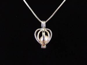 .925 Sterling Silver Genuine Caged Pearl Pendant Necklace