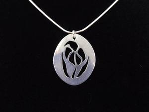 .925 Sterling Silver Flower Silhouette Pendant Necklace