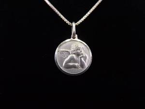 .925 Sterling Silver Baby Cherub Pendant Necklace