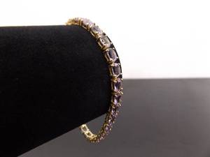 .925 Sterling Silver Oval Cut Amethyst Vermeil Bracelet