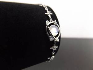 NEW .925 Sterling Silver Moon Stone Crystal Bracelet