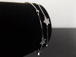 NEW .925 Sterling Silver Crystal Stars Bracelet