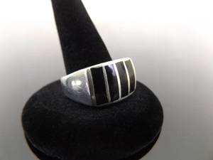 NEW .925 Sterling Silver Inlayed Onyx Ring Size 9