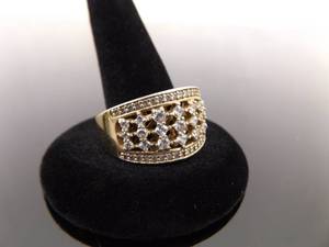 .925 Sterling Silver Zirconia Crystal Vermeil Ring Size 9