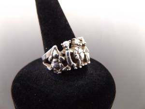 .925 Sterling Silver Winnie the Pooh Ring Size 7