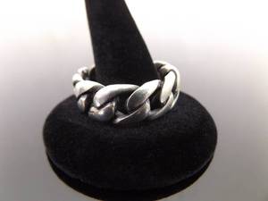 .925 Sterling Silver Designed Link Band Ring Size 12
