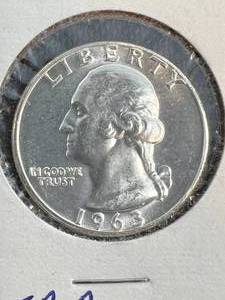 1963 US WASHINGTON QUARTER BU