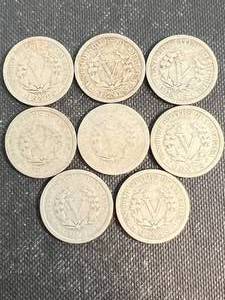 GROUP OF 8 US LIBERTY NICKELS