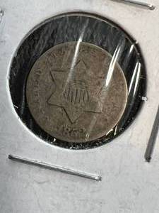 1852 US 3 CENT SILVER