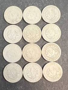 GROUP OF 12 US LIBERTY NICKELS