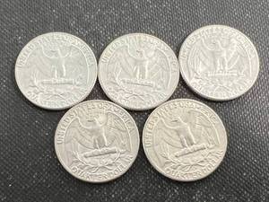 GROUP OF 5 US WASHINGTON QUARTERS UNC