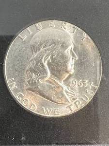 1963 US FRANKLIN HALF DOLLAR UNC SLABBED