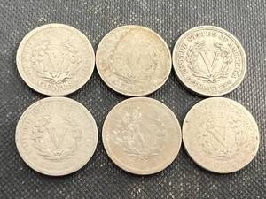 GROUP OF 6 US LIBERTY NICKELS